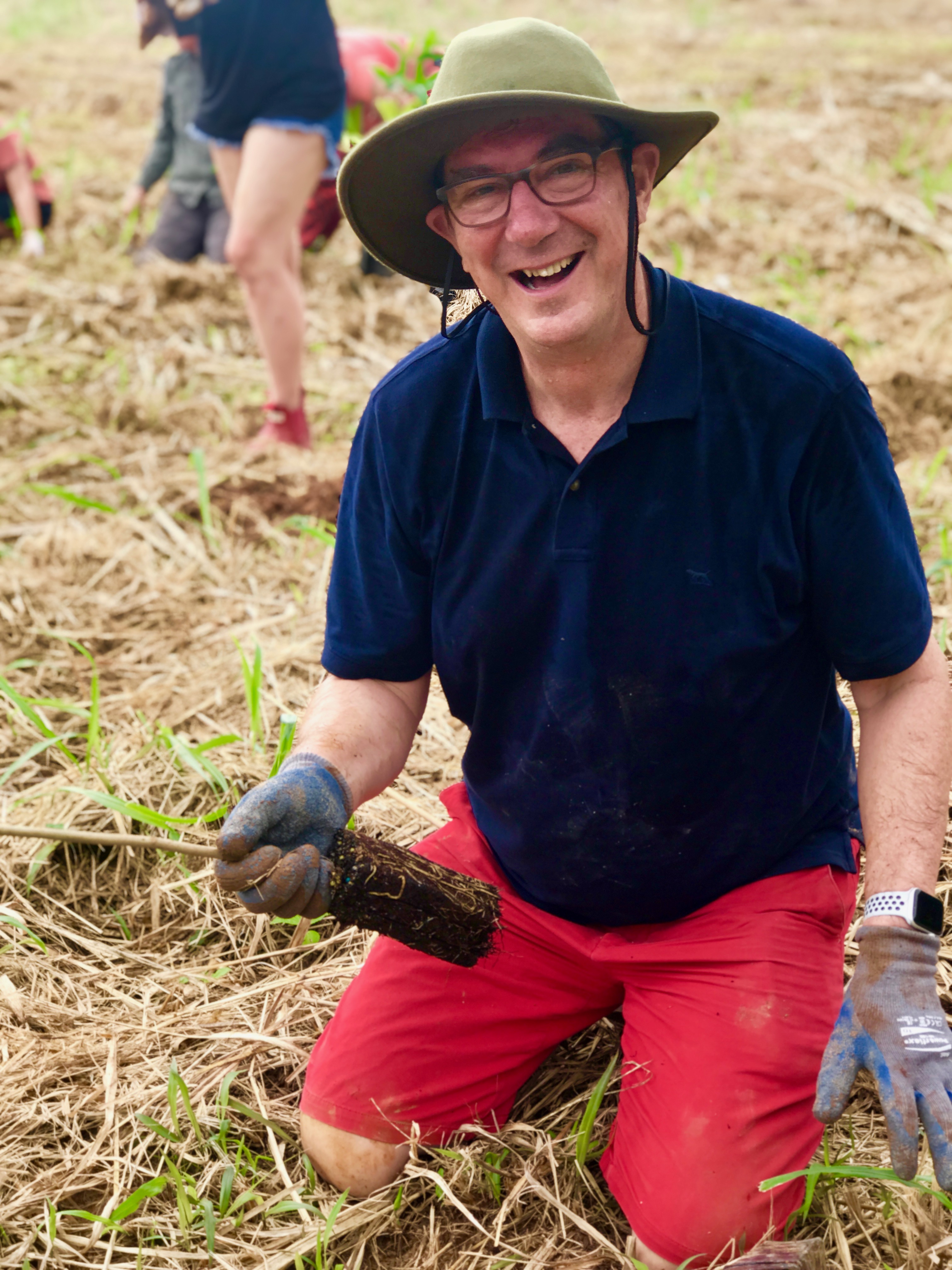 Board member, Tony Gilding, getting his hands dirty for Nature. 3000 trees.